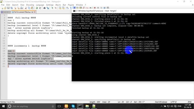 Oracle RMAN INCREMENT 1 BACKUP смотреть онлайн