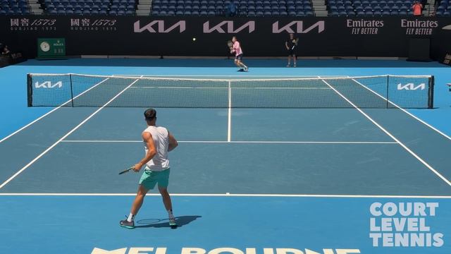 Carlos Alcaraz & Andrey Rublev Practice on Rod Laver Arena! | 2024 Court Level (4K 60FPS) смотреть онлайн