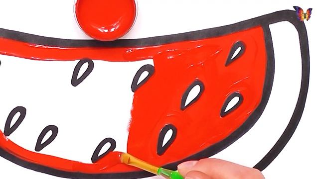 Раскраска Спелый арбуз / Как Нарисовать Арбуз / Раскраски Малышам. смотреть онлайн