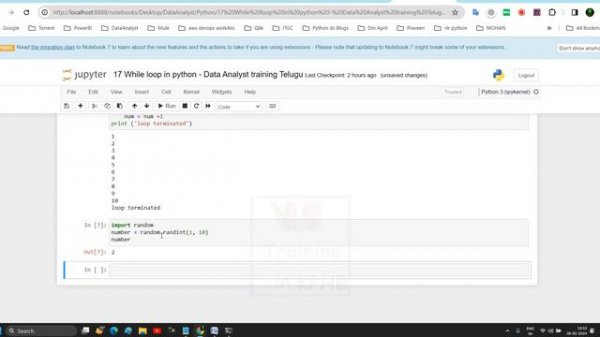 While loop in python - Example programs in while loop17 Data Analyst training Telugu