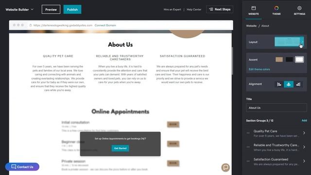 Working with Page Sections in Your GoDaddy Website - Website Builder Demo смотреть онлайн