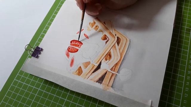 РИСУЕМ ВАФЛИ АКВАРЕЛЬЮ / ЕДА / FOOD PAINTING - Хочешь есть? Нарисуй! смотреть онлайн