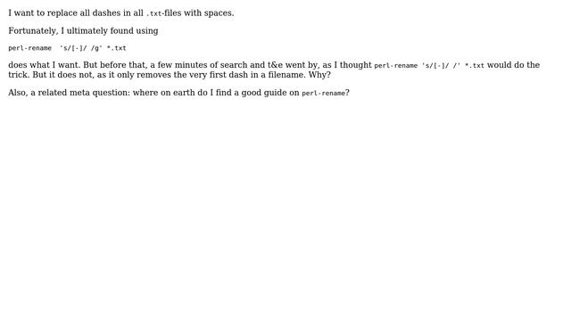 Unix & Linux: perl-rename - What is the difference between /g' and /'? смотреть онлайн