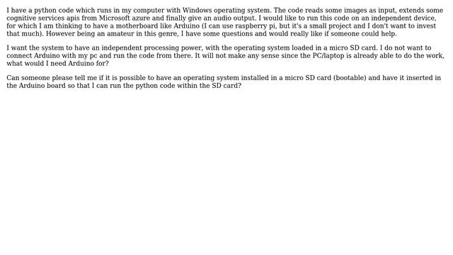 Run python in Windows OS installed in micro SD card which is read by Arduino microcontroller board смотреть онлайн