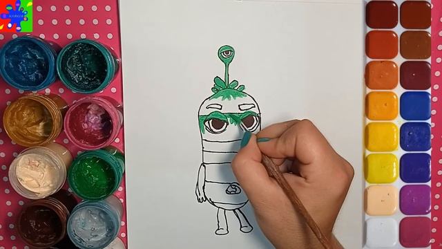 Гринбо из мультика Морики Дорики. Раскраска для детей смотреть онлайн