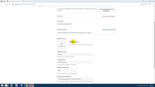 Получение идентификатора приложения Client ID и Client Secret для Oauth2-авторизации через Github смотреть онлайн