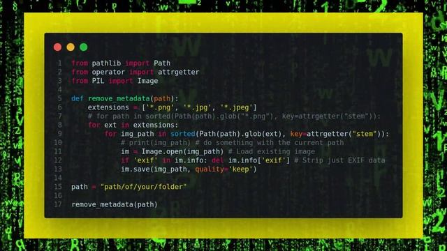 Remove Metadata from hundreds of images in a folder with only few lines in Python смотреть онлайн