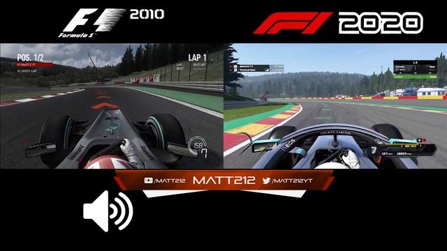 F1 2010 VS F1 2020 Mercedes Game Comparison @ Spa