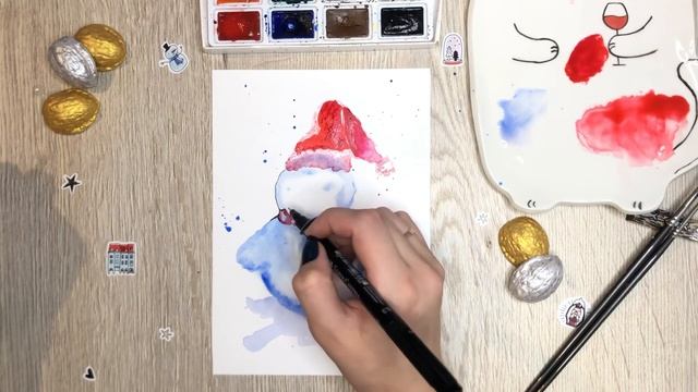 Как нарисовать снеговика. Скетчинг для начинающих. День 15.