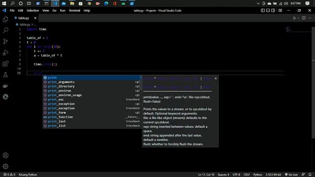 Creating A Project To Create And Print Any Table in python | Modules used are time only! смотреть онлайн