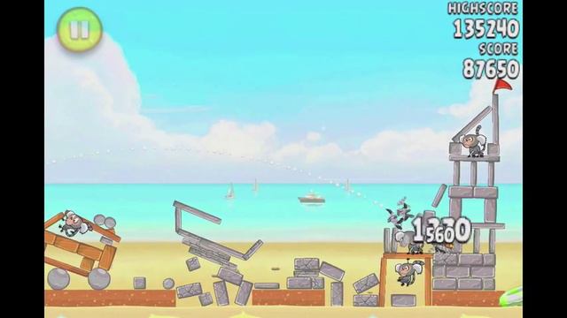 Angry Birds Rio Level 14 (5-14) Beach Volley 3 Star Walkthrough смотреть онлайн