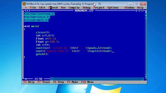 how to use math functions pow() sqrt() ceil() floor() fmod() and fabs() in c/c++ смотреть онлайн