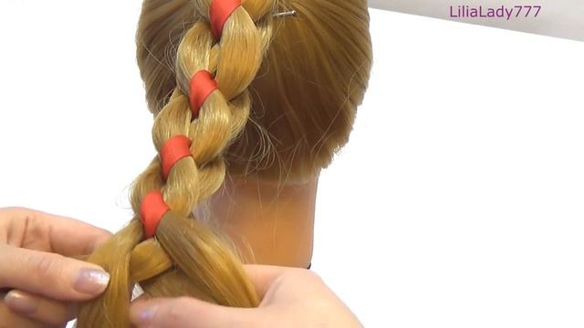 Прическа с плетением из 4 прядей с лентой Плетение волос How to make 4 strand braid hairstyle смотреть онлайн