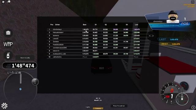 Initial D: Roblox Stage 2 Hakone Turnpike Evo 3 1:48 PB смотреть онлайн