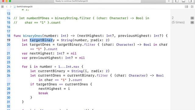 Swift 5.3 / Задача № 20 / Число единиц в бинарном представлении смотреть онлайн