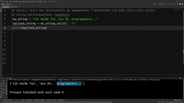 Python Basics | Die Methode split () für Strings смотреть онлайн