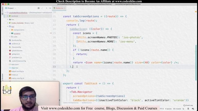 react navigation v5 #HindiTutorial (Bottom Tabs + side Drawer + authentication) смотреть онлайн