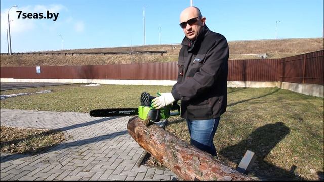 GreenWorks GD40CS40 - тест цепной пилы на АКБ 40Вольт смотреть онлайн