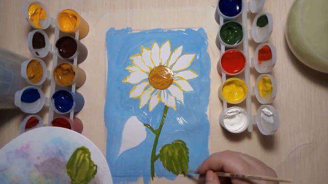 Простой красивый рисунок гуашью. Как нарисовать подсолнух. Урок рисования - Рисуем вместе смотреть онлайн