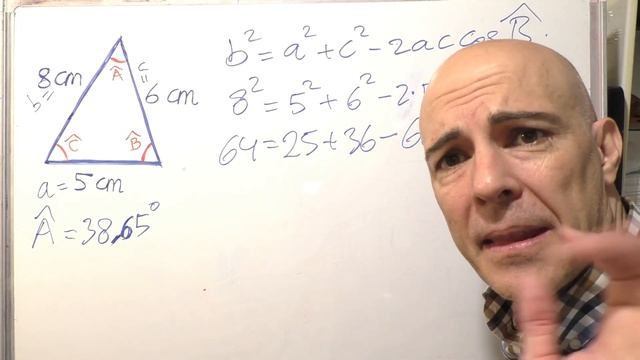 CÓMO CALCULAR LOS ÁNGULOS DE UN TRIÁNGULO DADOS LOS LADOS. Teorema Del Coseno