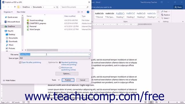 Word 2016 Tutorial Saving as a PDF or XPS File Microsoft Training смотреть онлайн