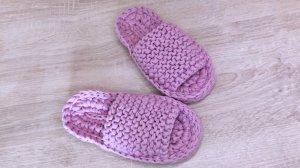 Трикотажные тапочки крючком/Вязание из трикотажной пряжи детям/ Подошва 20 см/ Тапочки для ребёнка?