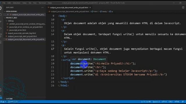 Cara menampilkan output program javascript dg document write смотреть онлайн