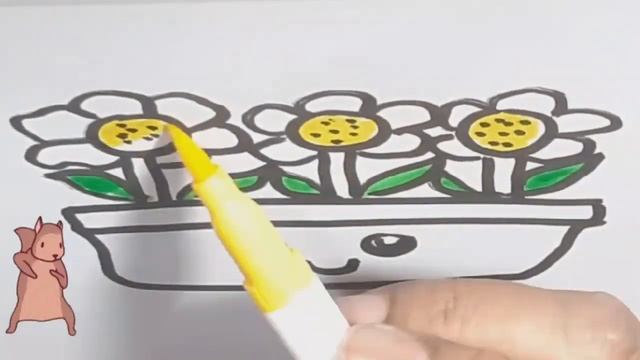 how to draw flowers | как нарисовать цветочный горшок |يفية رسم اناء للزهور смотреть онлайн