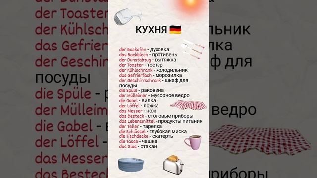 Кухонная утварь на немецком языке. смотреть онлайн