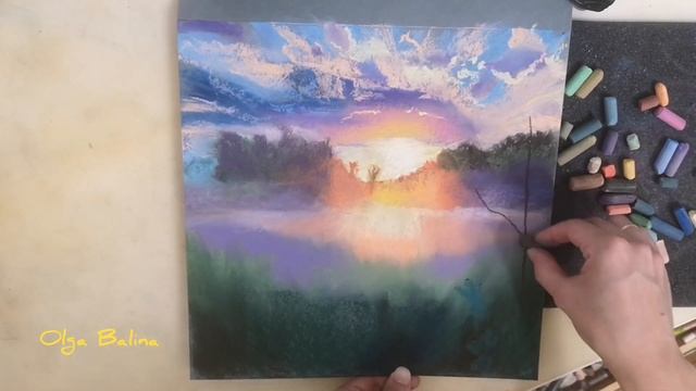Летний пейзаж пастелью. Рассвет/Pastel Landscape painting /Tamelapse смотреть онлайн