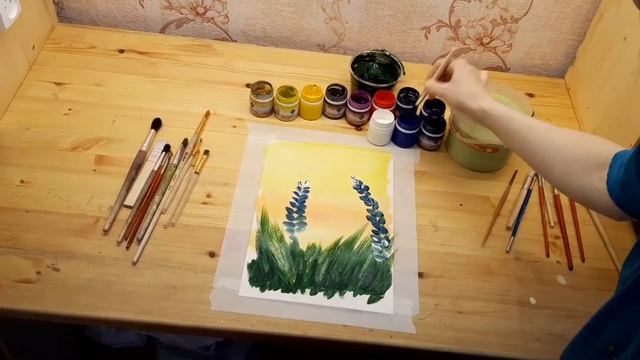 Рисуем цветы гуашью с Елизаветой Копалиной смотреть онлайн