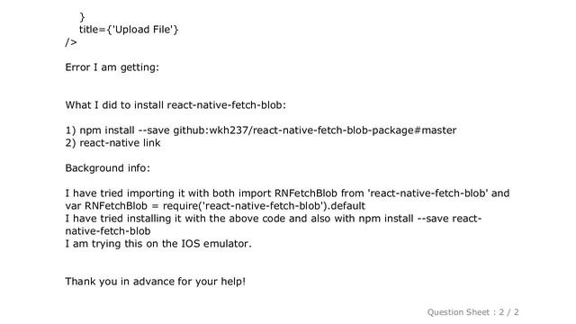 iOS : React Native Fetch Blob - undefined is not an object (evaluating 'RNFetchBlob.DocumentDir') смотреть онлайн