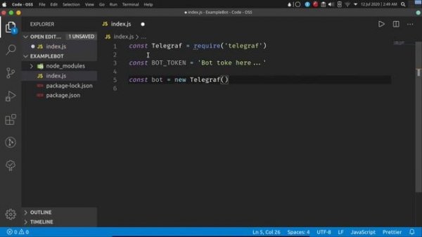 How to create a telegram bot using Node.js | Telegraf.js