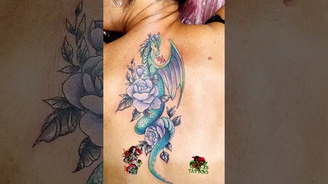 Dragon tattoo for woman. Color tattoo on the back #Shorts смотреть онлайн