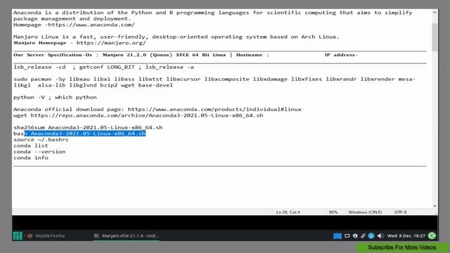 Manjaro / Arch - How To install Python Anaconda On Manjaro 21.2.0 Linux смотреть онлайн
