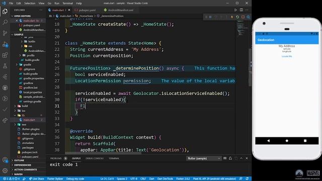 Get Current Location in Flutter | geocoding | geolocator plugins | Flutter App Development смотреть онлайн