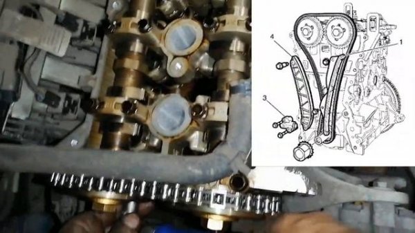 Chevrolet Spark Timing cover, timing chain and cylinder head removal