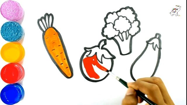 How to draw Vegetables? Bolalar uchun oson rasm chizish Рисование овощей | сурет салып уйрену смотреть онлайн
