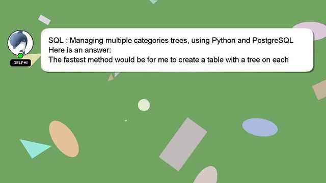 SQL : Managing multiple categories trees, using Python and PostgreSQL смотреть онлайн
