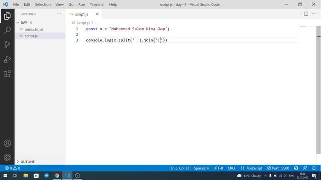 Javascript dasturlash - 4 - bo'lim 1- dars - split, join, reverse + vazifa смотреть онлайн