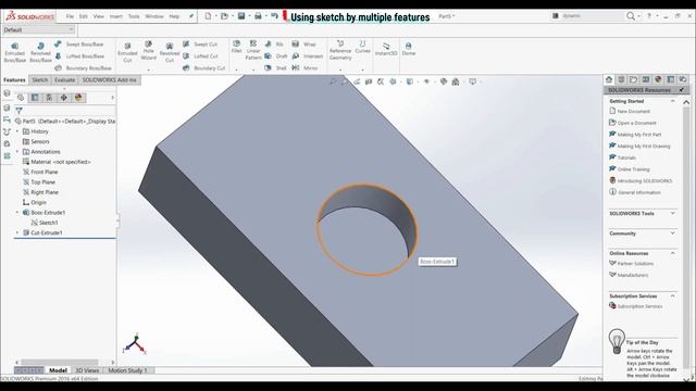 Solidworks Tutorial - Using sketch by multiple features смотреть онлайн