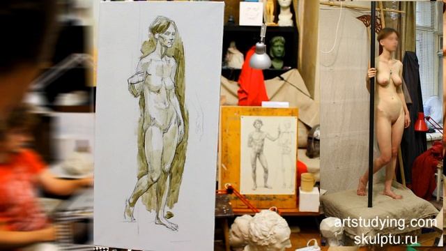 Женская фигура в контрапосте. Гризайль (раскрытие) - Обучение живописи. Масло. Фигура, 23 серия смотреть онлайн