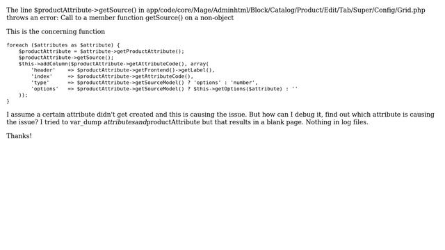 Magento: $productAttribute-＞getSource() is throwing an error in admin grid смотреть онлайн