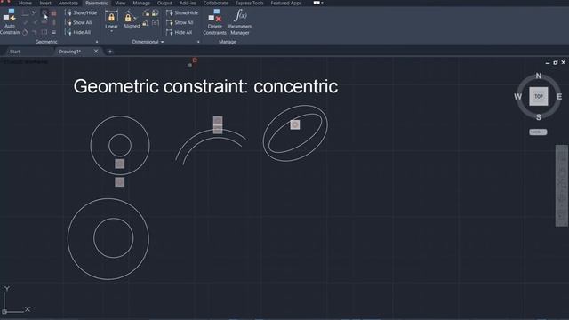 AutoCAD 2021 Tutorial: Geometric constraints (7) Concentric смотреть онлайн