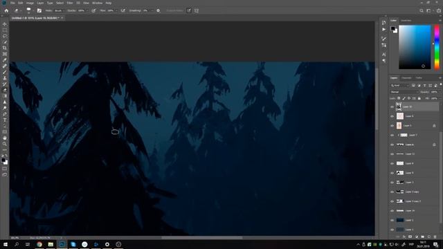 Зимний лес - speed paint смотреть онлайн