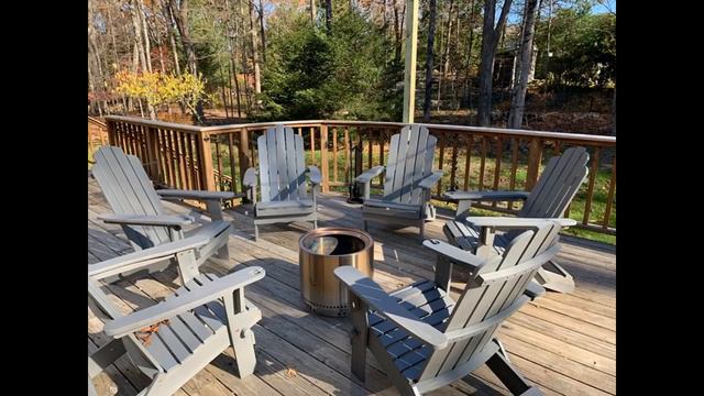 Walker Edison Sullivan Classic Solid Acacia Wood Outdoor Folding Adirondack Chair, 38 Inch,Navy Blu смотреть онлайн