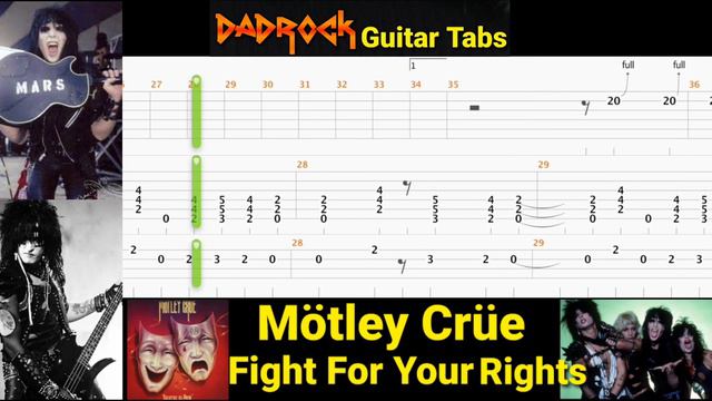 Fight For Your Rights - Motley Crue - Guitar + Bass TABS Lesson смотреть онлайн