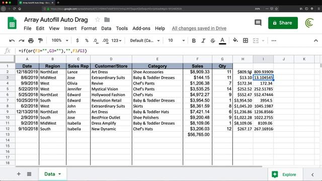 Google Sheets - Drag Formula Down Automatically - Autofill Arrays смотреть онлайн
