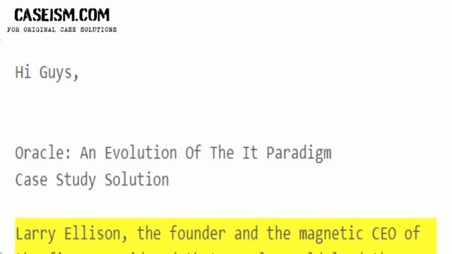 Oracle: An Evolution Of The It Paradigm Case Study Help - Caseism.com смотреть онлайн