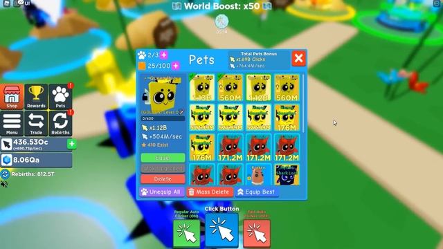 ЧИТЕРСКИЙ РАДУЖНЫЙ ПИТОМЕЦ КЛИКЕР! БЕЗУМНЫЙ МНОЖИТЕЛЬ НА КЛИКИ! ROBLOX Clicker Simulator